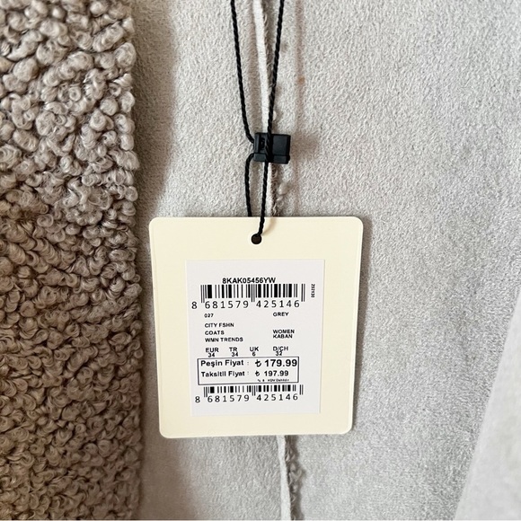 Koton Gray Knit Open Front Midi Long Coat Lightweight Fleece Size 34/ US XS NEW - Picture 6 of 7